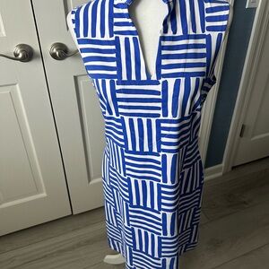 MAHI GOLD purple and White Geometric Midi Dress Sz S